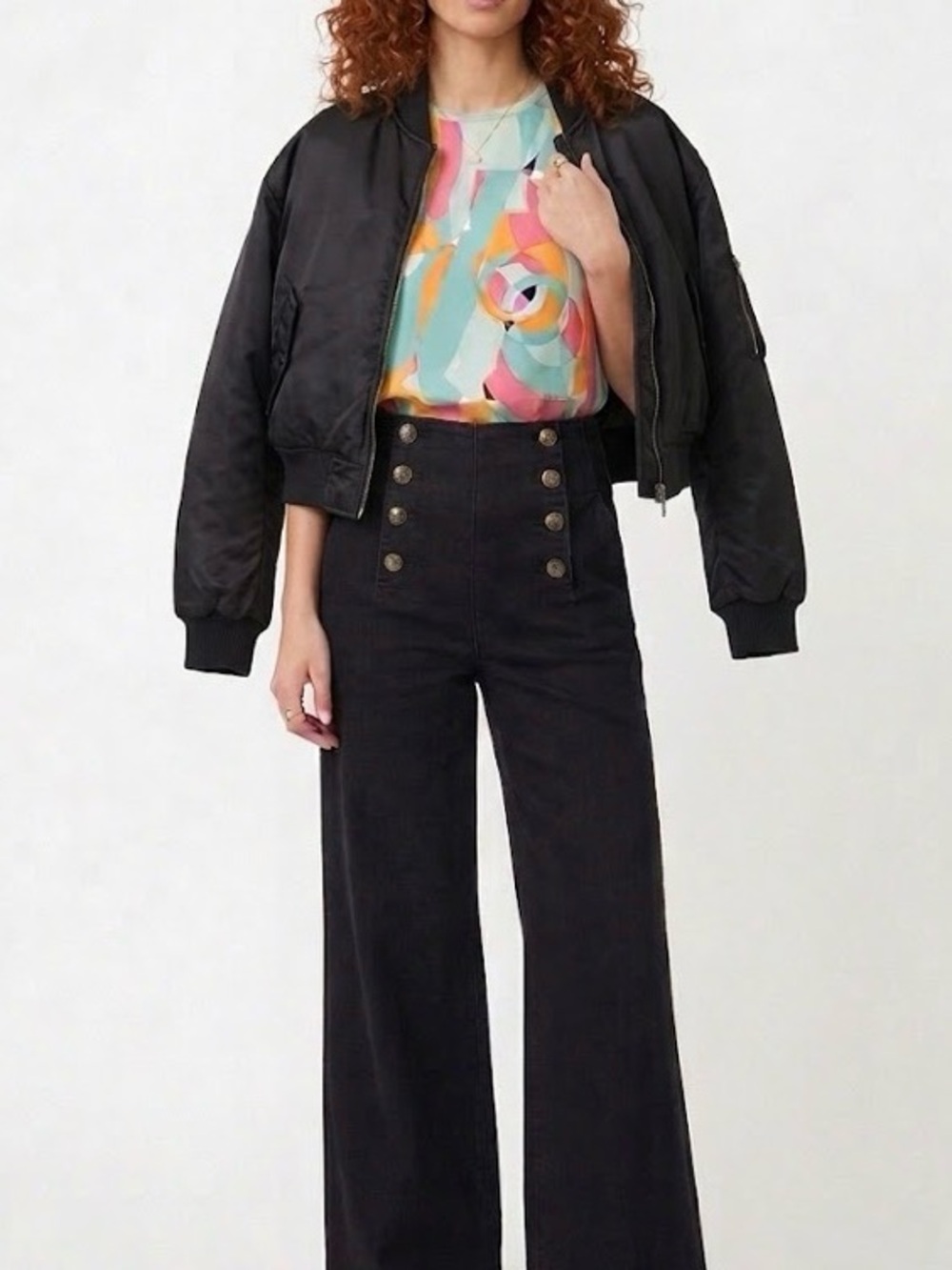 CELINE Paris Vintage 80s Abstract Geometric Print Top Size US2 / IT38
